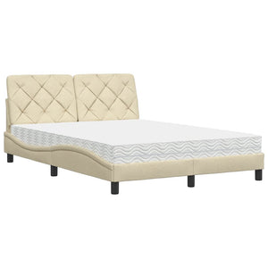 Bed with Mattress Cream 140x190 cm Fabric
