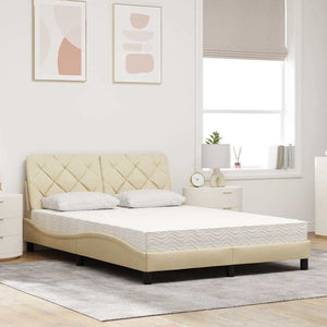 Bed with Mattress Cream 140x190 cm Fabric