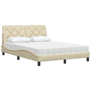 Bed with Mattress Cream 140x190 cm Fabric