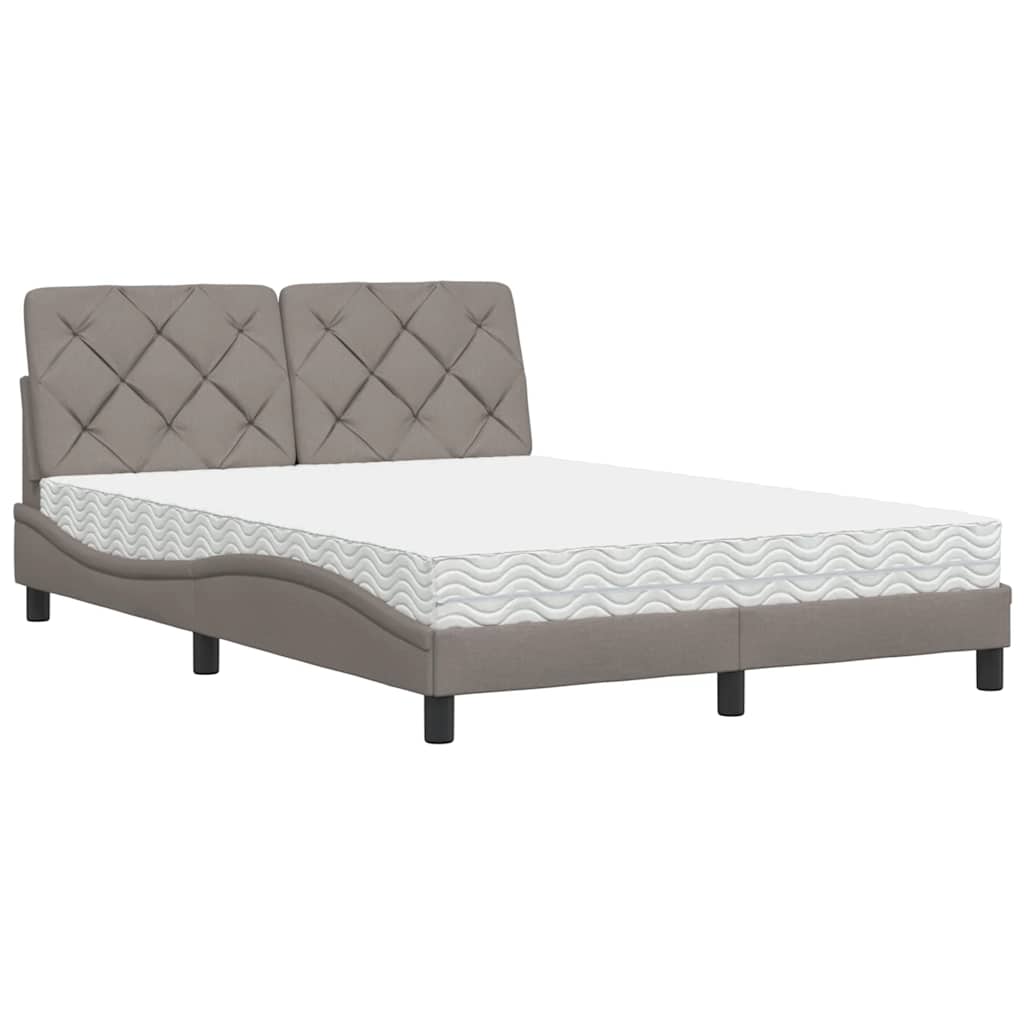 Bed with Mattress Taupe 140x200 cm Fabric