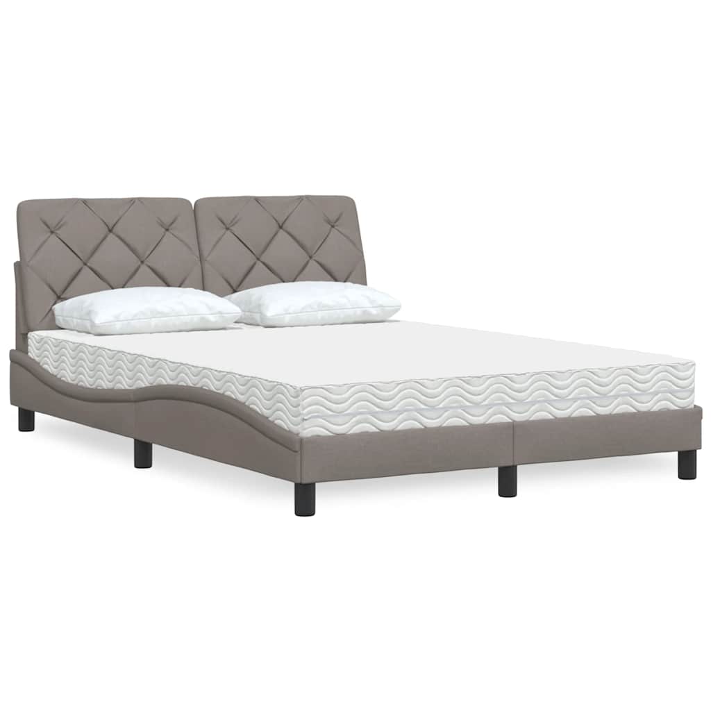 Bed with Mattress Taupe 140x200 cm Fabric