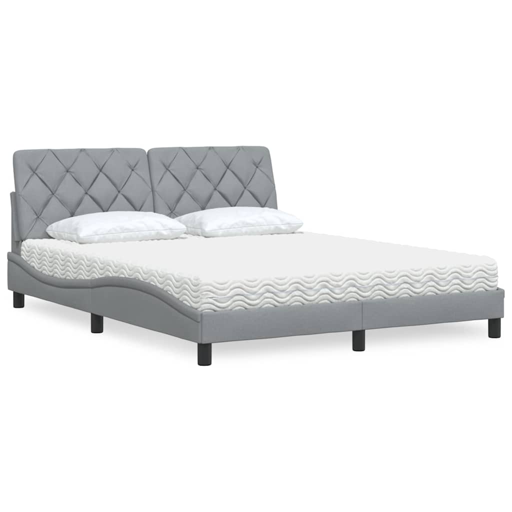 Bed with Mattress Light Grey 160x200 cm Fabric