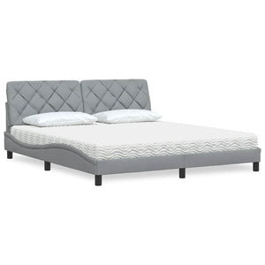 Bed with Mattress Light Grey 180x200 cm Fabric