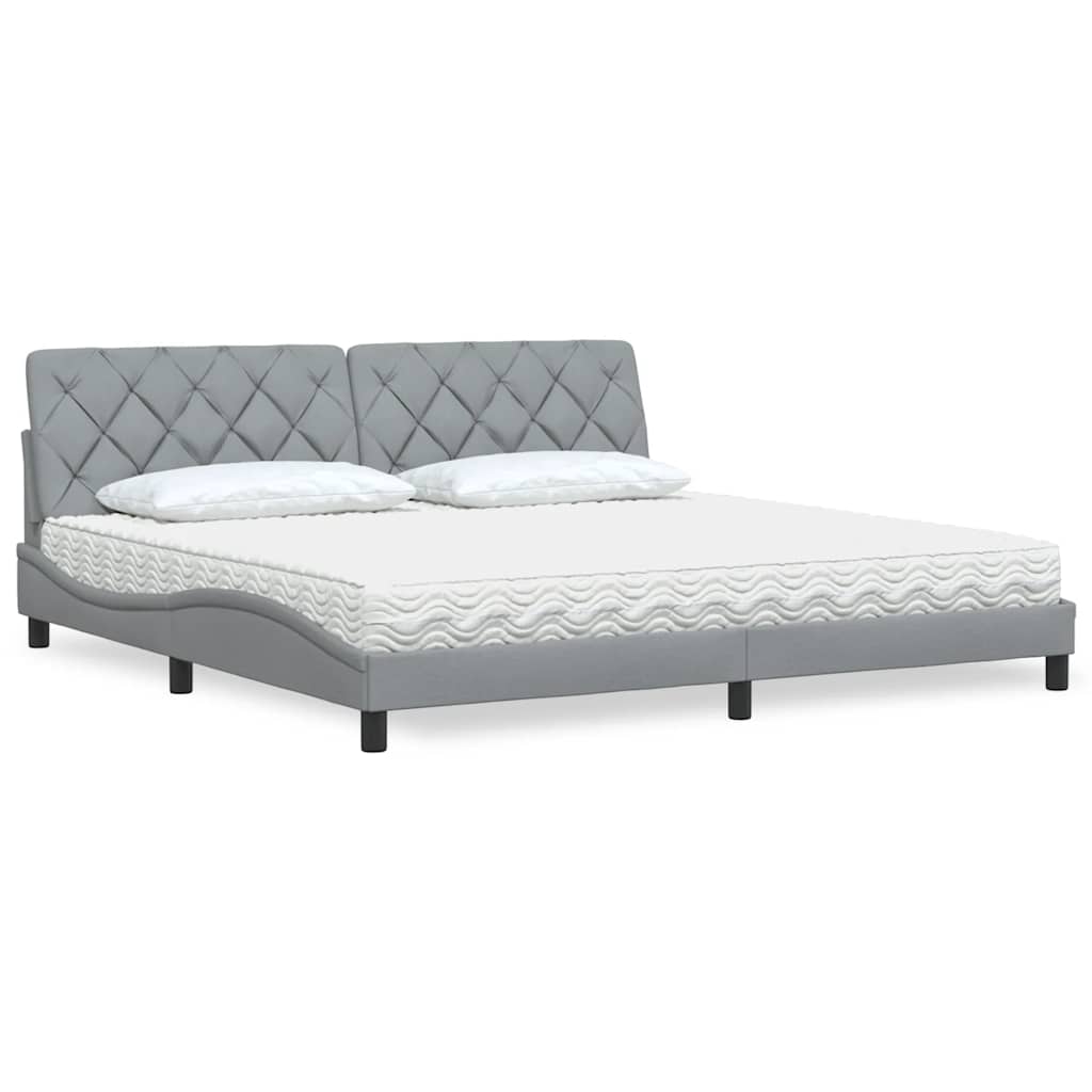 Bed with Mattress Light Grey 200x200 cm Fabric
