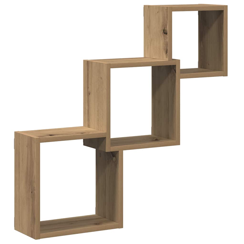 Vägghyllor kub artisan ek 68x15x68 cm konstruerat trä
