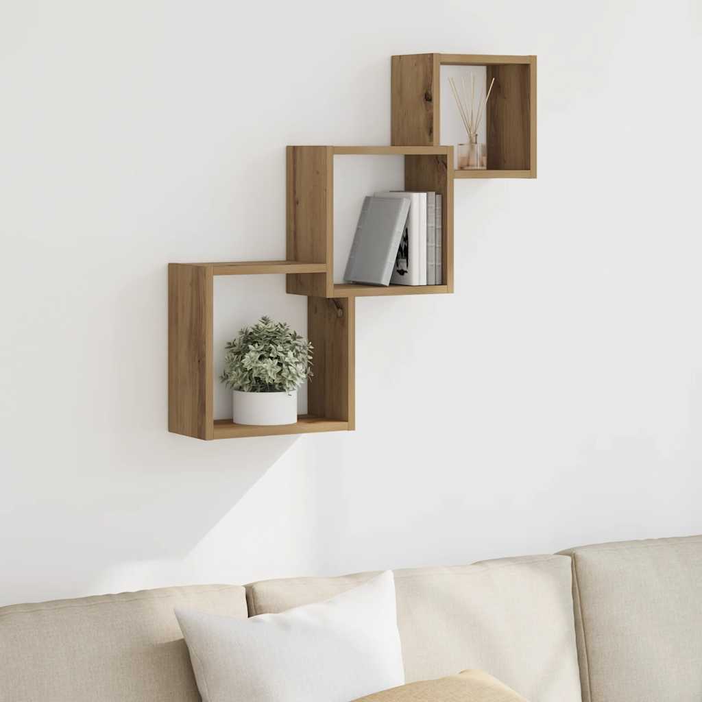 Vägghyllor kub artisan ek 68x15x68 cm konstruerat trä