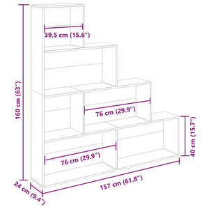 Bokhylla hantverksmässig ek 157x24x160 cm konstruerat trä