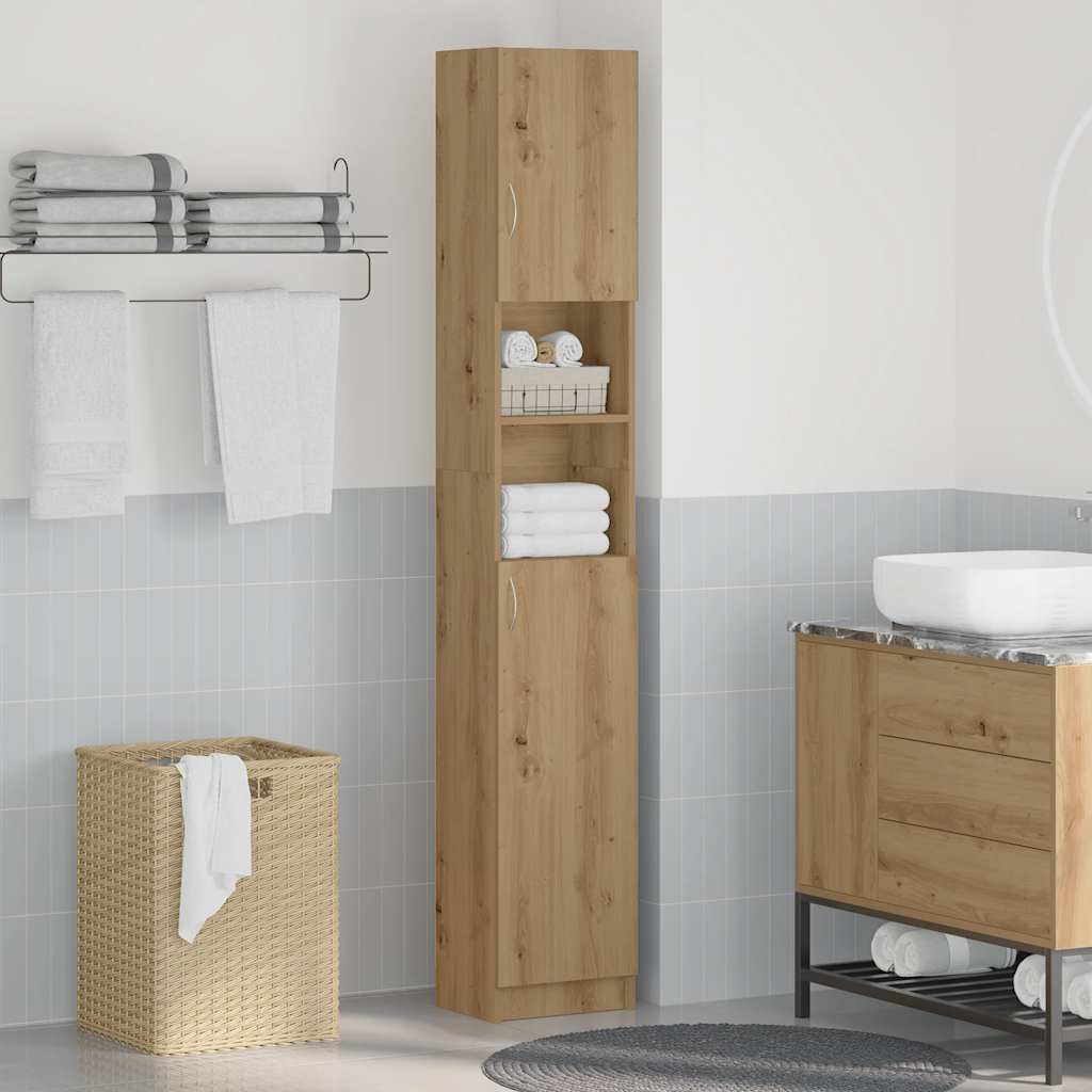 Badrumsskåp hantverksmässig ek 32x25,5x190 cm konstruerat trä