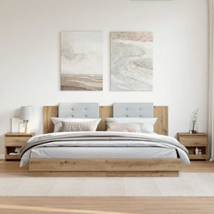 Sängskåp 2 st, hantverksmässig ek 40x30x39 cm konstruerat trä