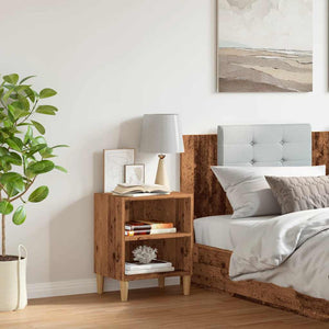 Sängbord åldrat trä 40x30x50 cm konstruerat trä