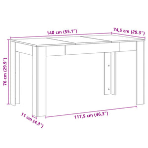 Matbord artisan ek 140x74,5x76 cm konstruerat trä