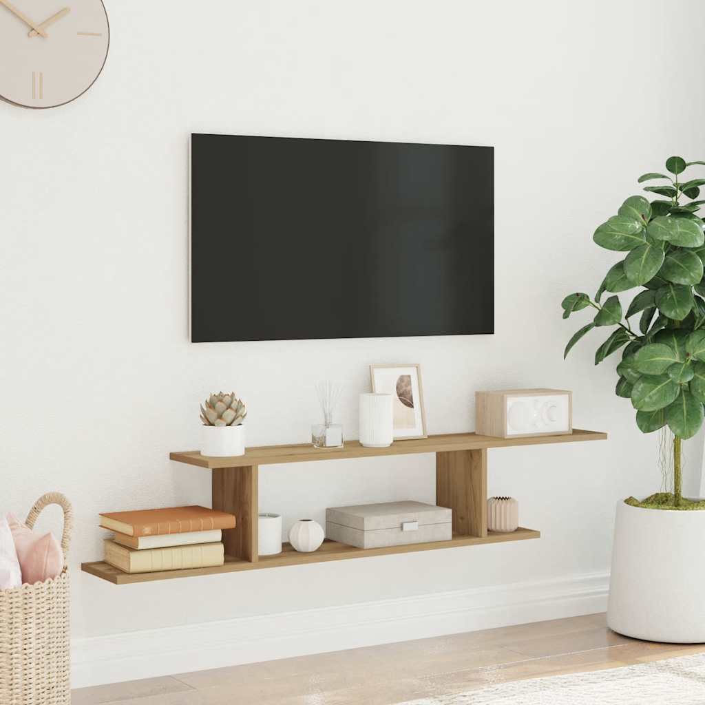 Väggmonterad tv-hylla artisan ek 125x18x23 cm konstruerat trä
