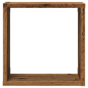 Vägghylla kubformad 6 st åldrat trä 30x15x30 cm konstruerat trä