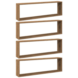 Vägghylla kubformad 4 st artisan ek 100x15x30cm konstruerat trä