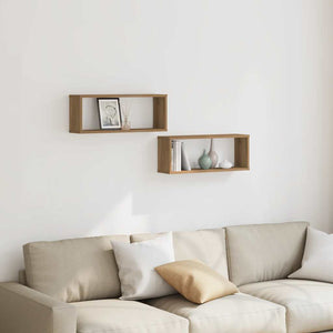 Vägghylla kubformad 2 st artisan ek 60x15x23 cm konstruerat trä