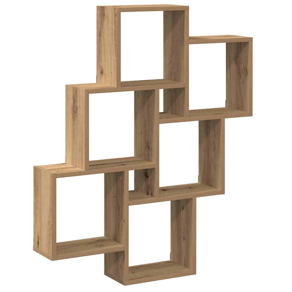 Vägghylla kubformad artisan ek 78x15x93 cm konstruerat trä
