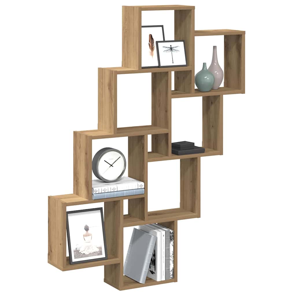 Vägghylla kubformad artisan ek 90x15x119,5 cm konstruerat trä