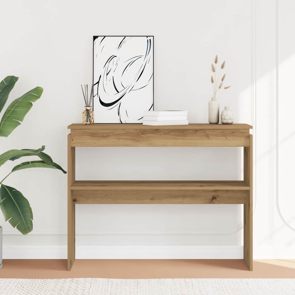 Konsolbord artisan ek 102x30x80 cm konstruerat trä