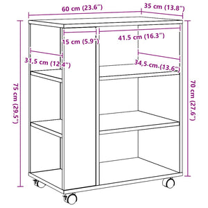 Skåp med hjul artisan ek 60x35x75 cm konstruerat trä