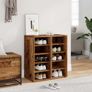 Skoskåp 2 st åldrat trä 32x35x70 cm konstruerat trä