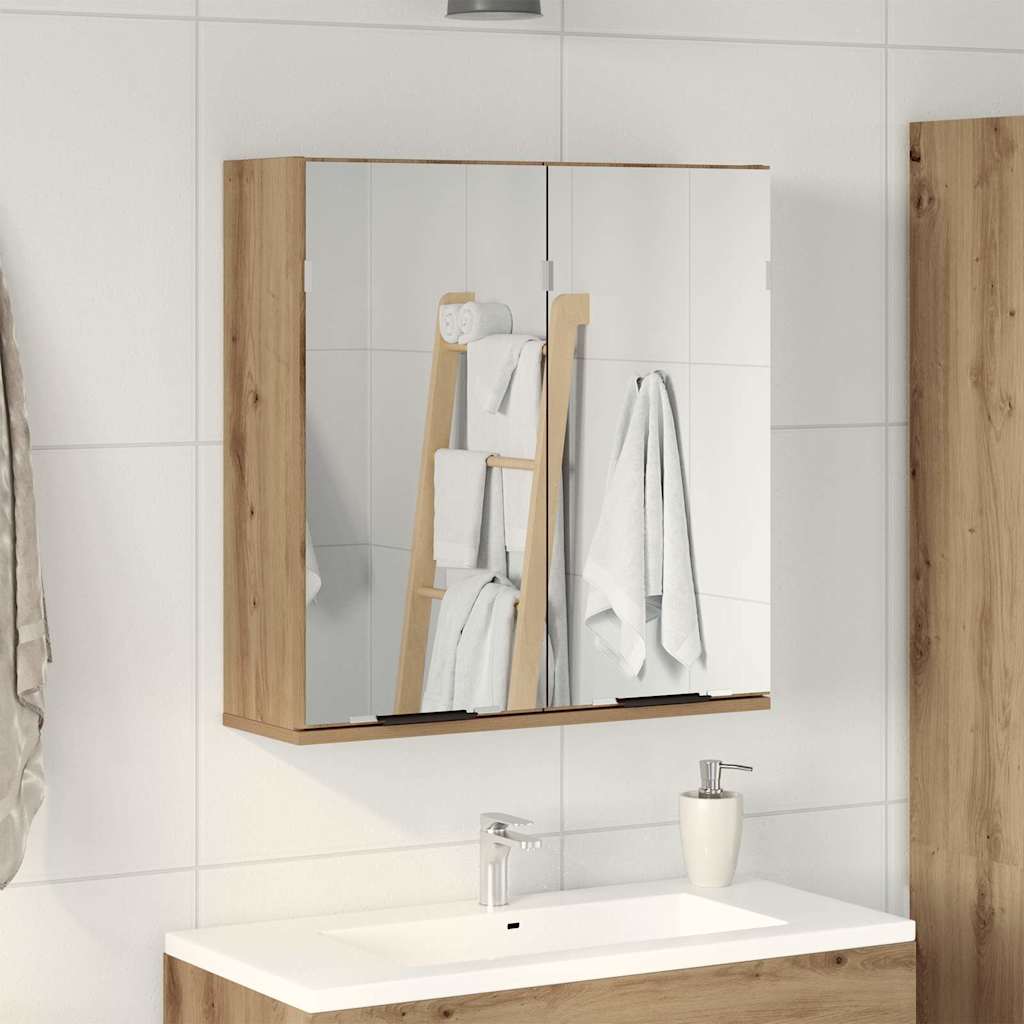 Spegelskåp för badrum ek 64x20x66,5 cm konstruerat trä