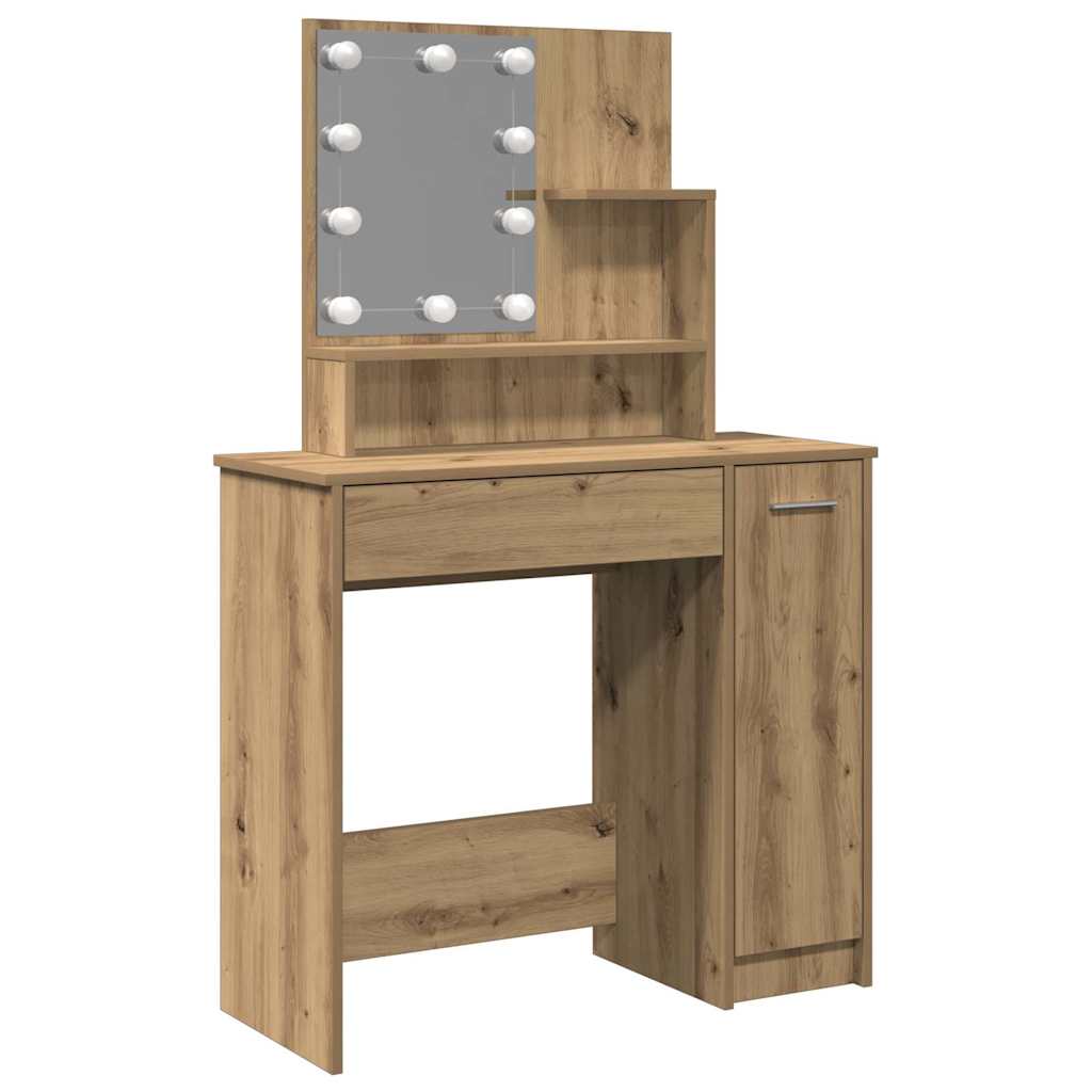 Sminkbord med LED artisan ek 86,5x35x136 cm