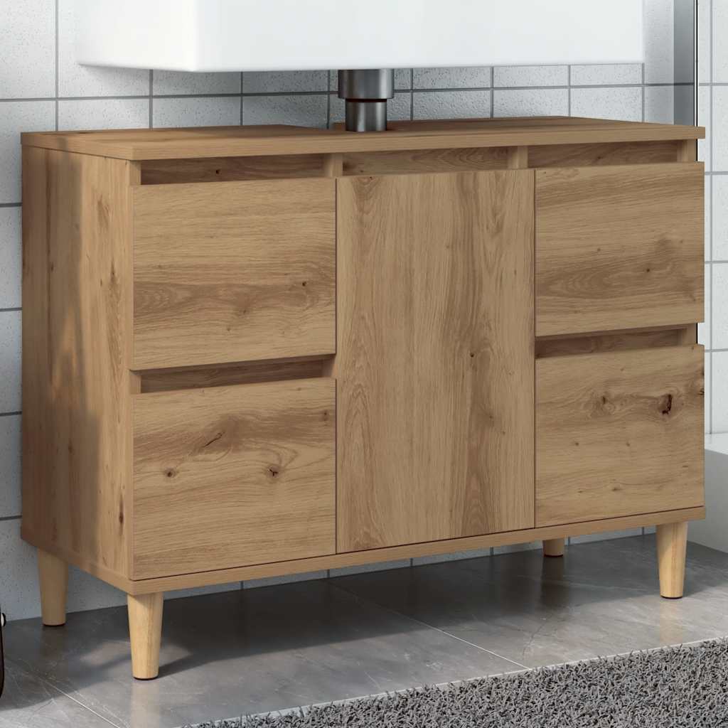 Tvättställsskåp artisan ek 80x33x60 cm konstruerat trä