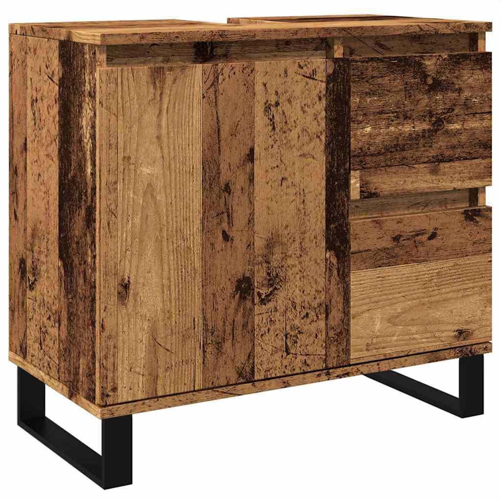 Tvättställsskåp åldrat trä 65x33x60 cm konstruerat trä