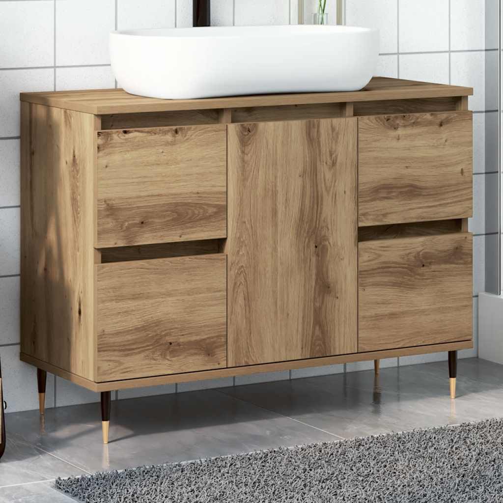 Badrumsskåp artisan ek 80x33x60 cm konstruerat trä