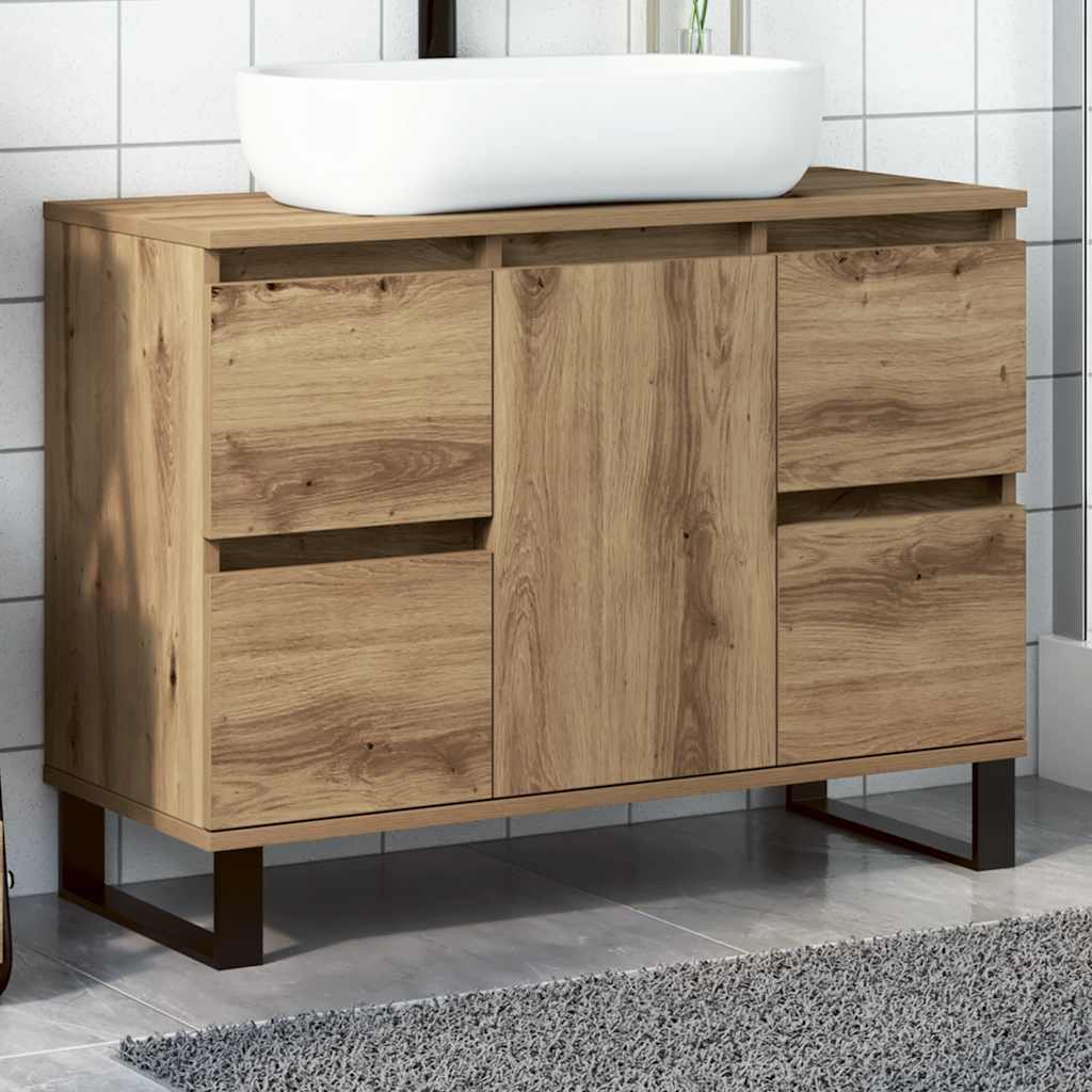 Tvättställsskåp artisan ek 80x33x60 cm konstruerat trä