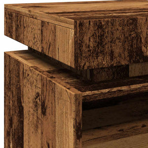 Sängbord med LED-belysning 2 st åldrat trä 40x39x48,5 cm