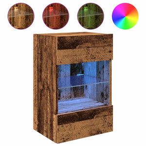 Nástenné skrinky s LED osvetlením pre TV 2 st åldrat trä 40x30x60,5 cm