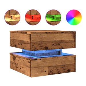 Soffbord med LED gammalt trä 50x50x40 cm
