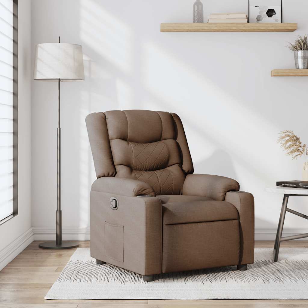 Reclinerfåtölj brun tyg