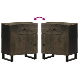 Sängbord svart 50x33x60 cm massivt mangoträ