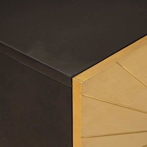 Diskbänksskåp Svart och Guld 62 x 33 x 58 cm Massivt mangoträ