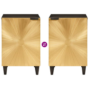 Badrumsskåp Svart och Guld 38 x 33 x 58 cm Massivt mangoträ