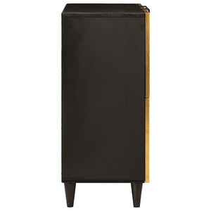 Sidokabinett Svart och Guld 60 x 33,5 x 75 cm Massivt mangoträ