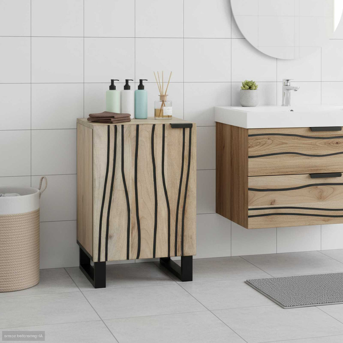 Badrumsskåp med handfat Vit 38 x 33 x 58 cm Konstruerat trä