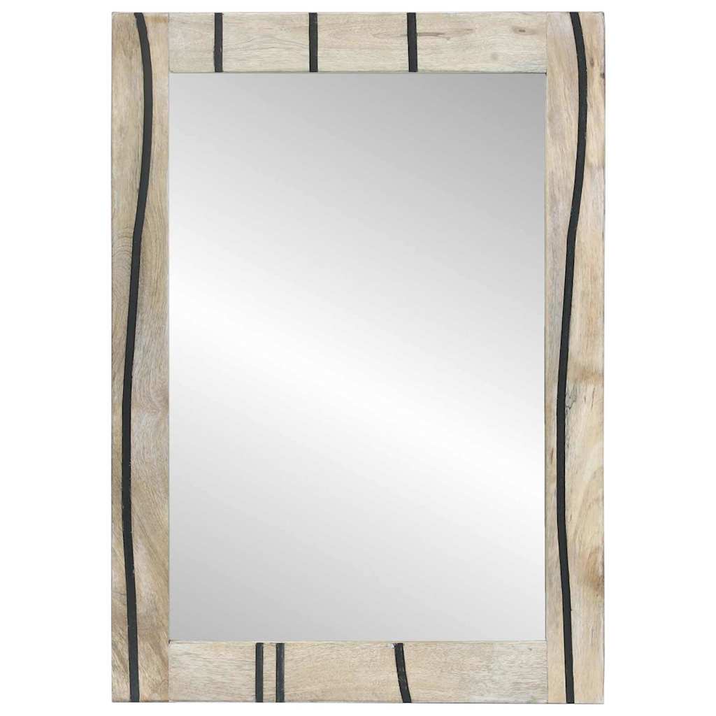 Badrumsspegel Vit 50 x 2,5 x 70 cm Glas och massivt mangoträ