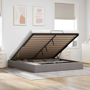 Ottoman sängram utan madrass taupe 160x200 cm tyg