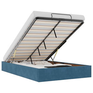 Ottoman sängram utan madrass mörkblå 120x190 cm sammet