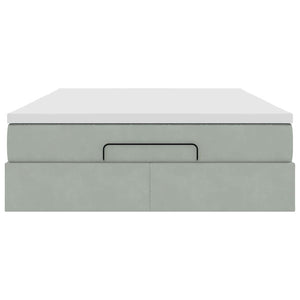 Ottoman sängram med madrass ljusgrå 140x200 cm sammet