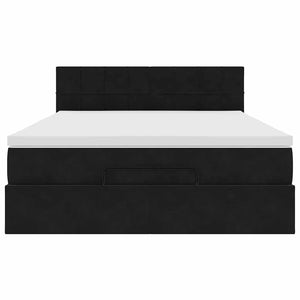 Ottoman sängram med madrass svart 140x190 cm sammet