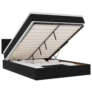 Ottoman sängram med madrass svart 140x200 cm sammet