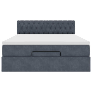 Ottoman sängram med madrass mörkgrå 140x190 cm sammet