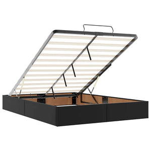 Ottomansk säng med madrasser&LEDs svart 140x200cm konstläder