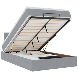 Ottoman säng med madrass ljusgrå 120x190 cm tyg