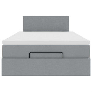 Ottoman säng med madrass ljusgrå 120x190 cm tyg