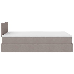 Ottomansk säng med madrass och LED-lampor taupe 120x190cm tyg